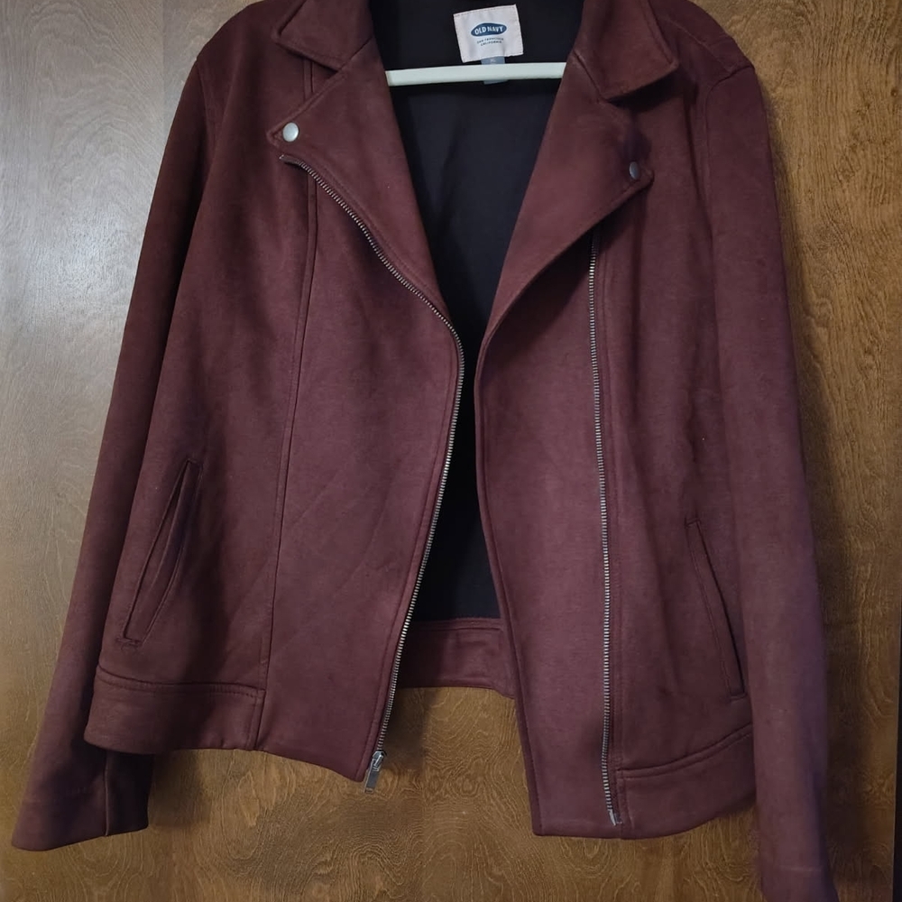 Old Navy Women's Dark Red Leather Jacket